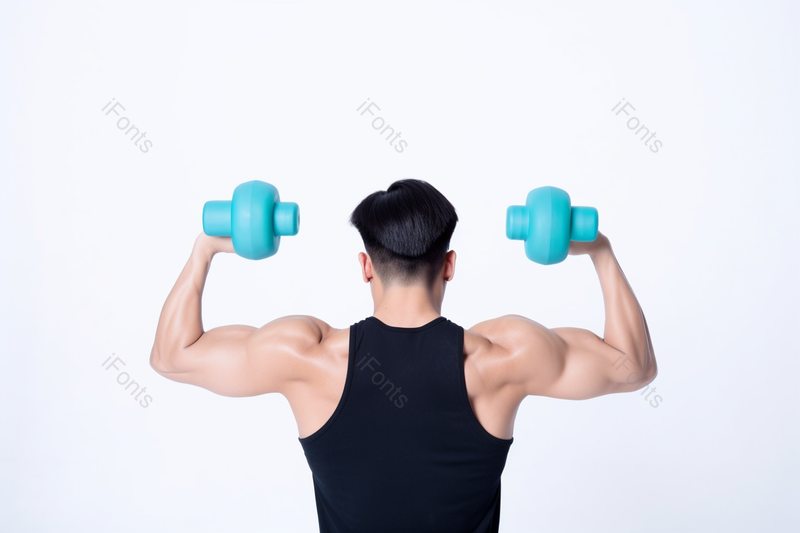 强壮肌肉的男性举哑铃背面特写,高清,摄影图,摄影图片,图片大全,摄影图免费下载